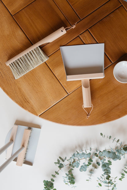 Andree Jardin NATURAL GRAY---"Mr & Mrs Clynk" Hand Brush, Dustpan and Wall Hooks