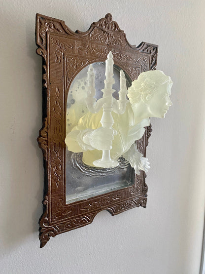 Gentleman Ghost in the Mirror Wall Plaque, Large Version, Glow in the Dark | Victorian Gothic Wall Art | for Halloween and Spooky Home Decor