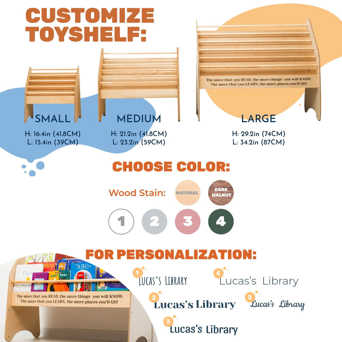 Wooden Montessori Bookshelf Natural (B2B)