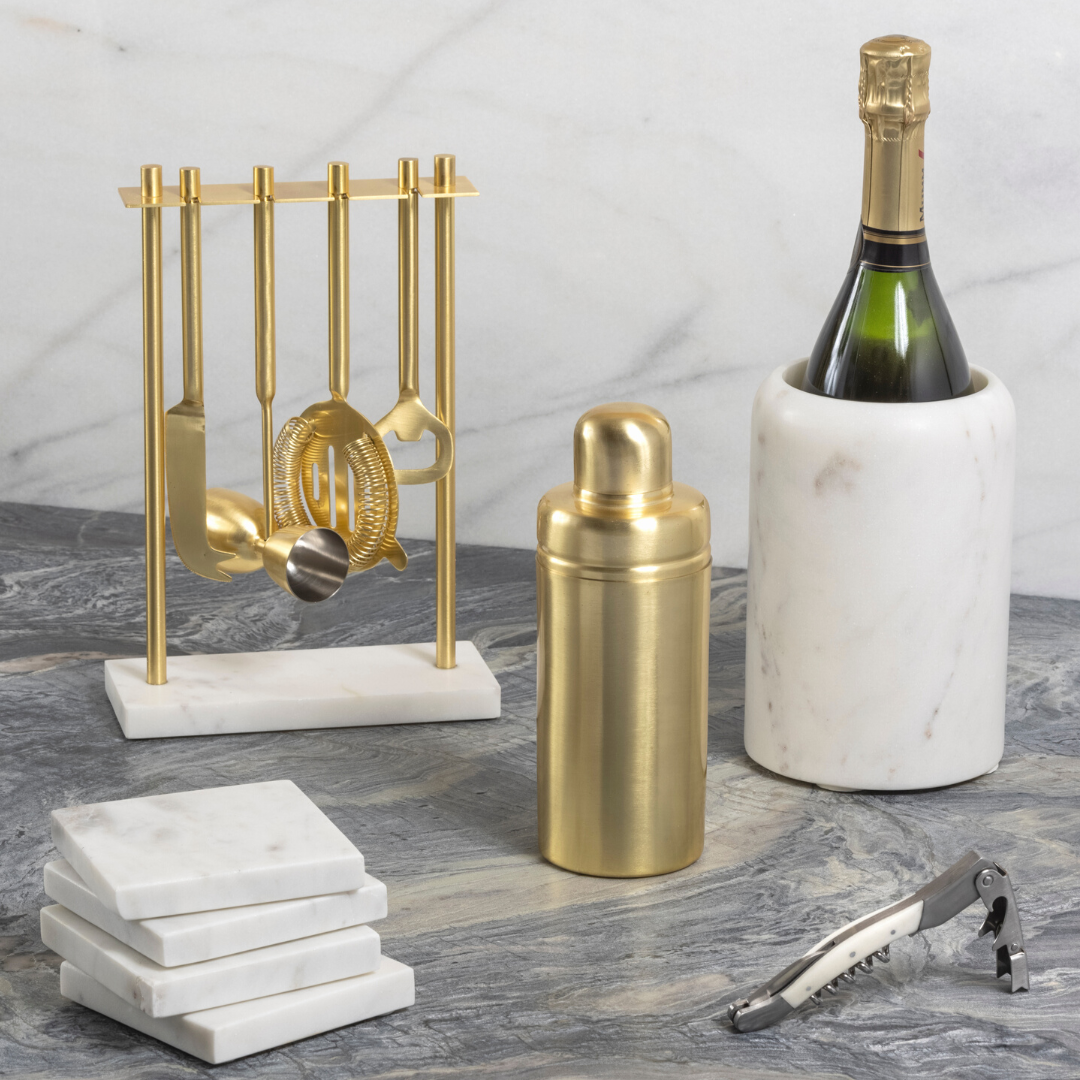 White Marble Square Coasters, Set of 4