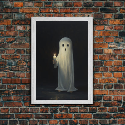 Ghost Holding A Candle Halloween Decor, Art Canvas Print, Spooky Ghost Wall Art, Fall Decor, Halloween wall decor, Funny Halloween Art