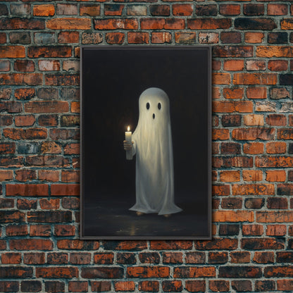 Ghost Holding A Candle Halloween Decor, Art Canvas Print, Spooky Ghost Wall Art, Fall Decor, Halloween wall decor, Funny Halloween Art