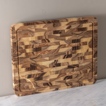 Acacia End Grain Rectangular Cutting Board, Large