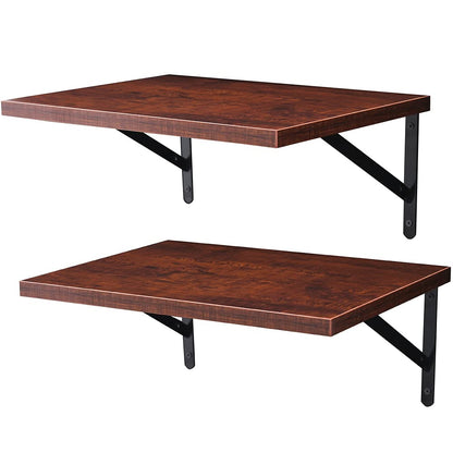 Wall Mounted Floating Shelves, 2 Set Wide Display-Cherry Walnut, 11.8x15.7x6.8in