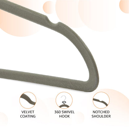Amazon Basics Slim Velvet Non-Slip Space Saving Suit Clothes Hangers, Closet Organizer, Black, 50-Pack