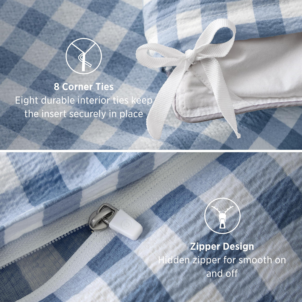 Bedsure Gingham Ruffle Duvet Cover Set, Queen, Cotton-Like Bed, Terracotta
