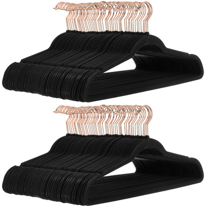 Amazon Basics Slim Velvet Non-Slip Space Saving Suit Clothes Hangers, Closet Organizer, Black, 50-Pack