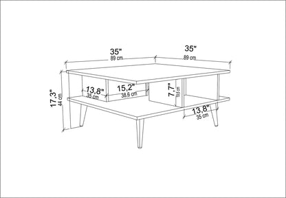 Akya 35 inch Wide Square Coffee Table with Open Shelf Storage