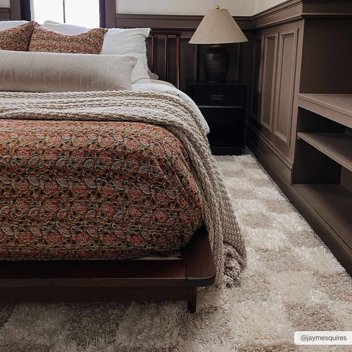 Atira Checkered Area Rug – Cream & Light Brown