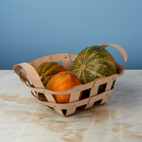 Pali Recycled Leather Tabletop Basket