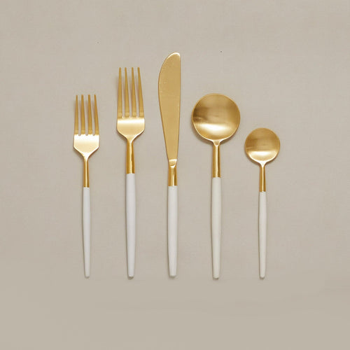 White & Gold Flatware Set