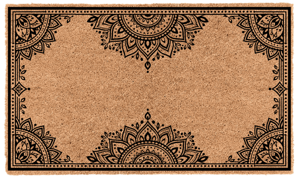 Mandala Border Personalized Coir Mat