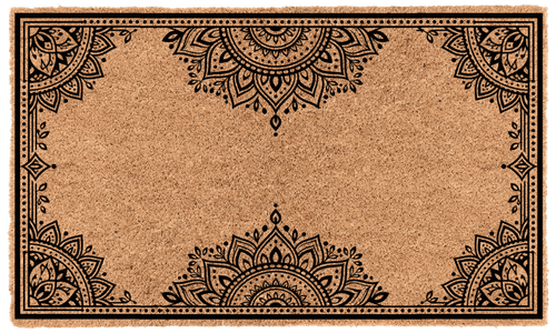 Mandala Border Personalized Coir Mat