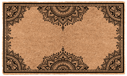 Mandala Border Personalized Coir Mat