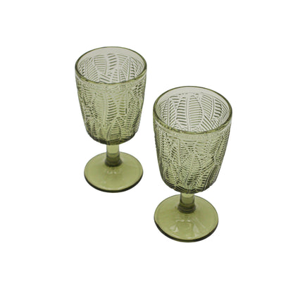 Olive Leaf Glass Goblets – Set of 4