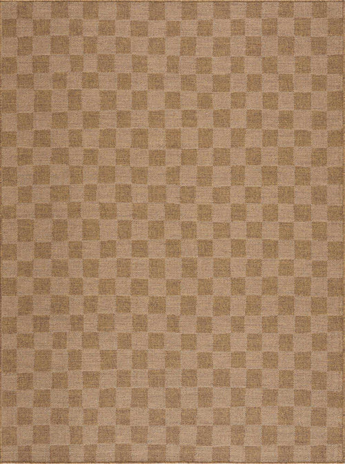Kuval Checkered Brown Outdoor Rug