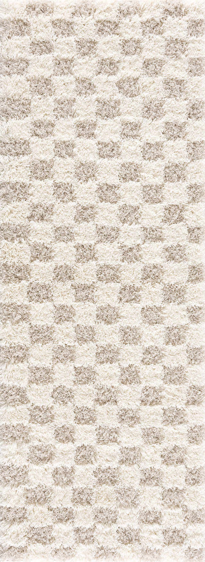 Atira Checkered Area Rug – Cream & Light Brown