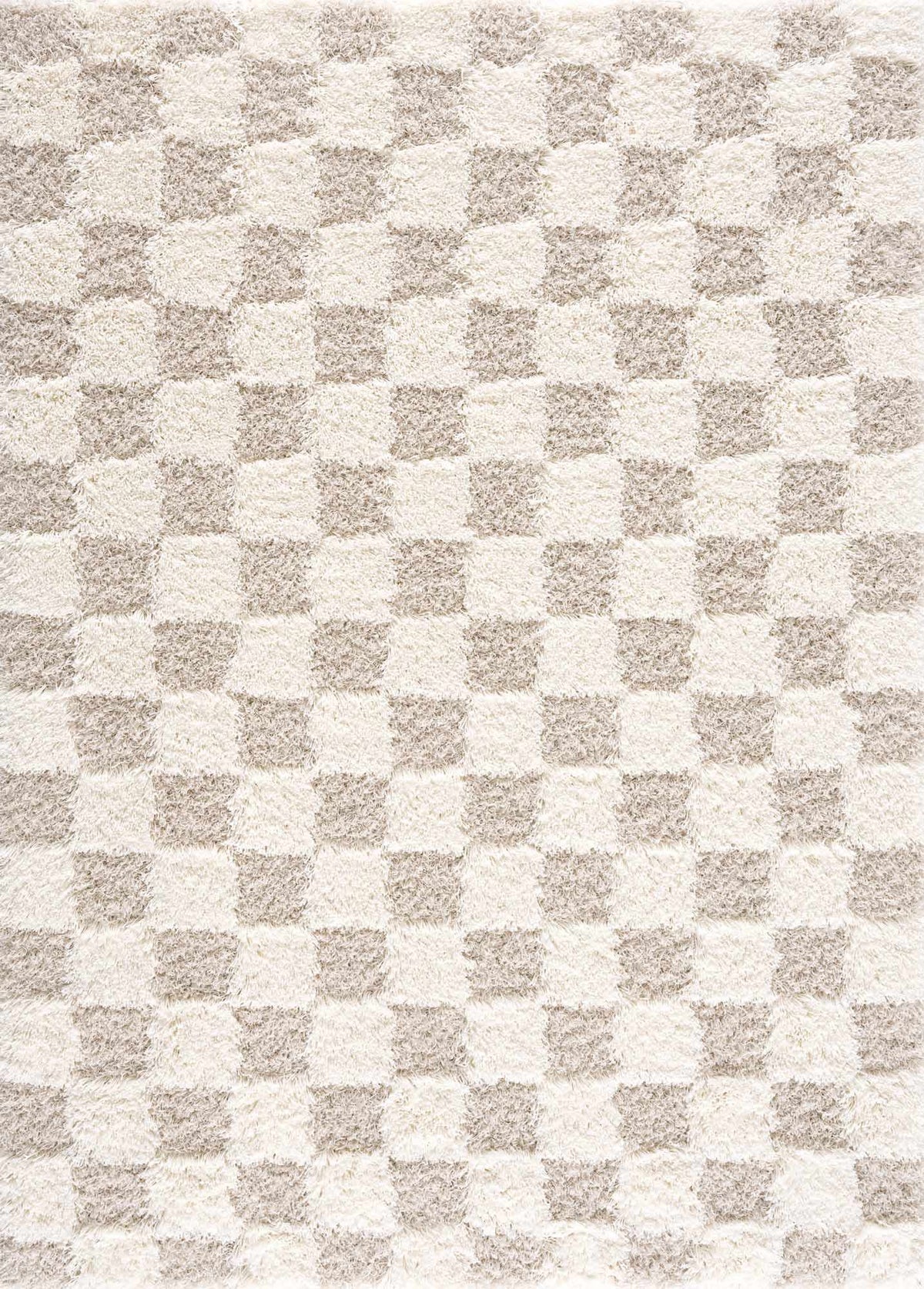 Atira Checkered Area Rug – Cream & Light Brown