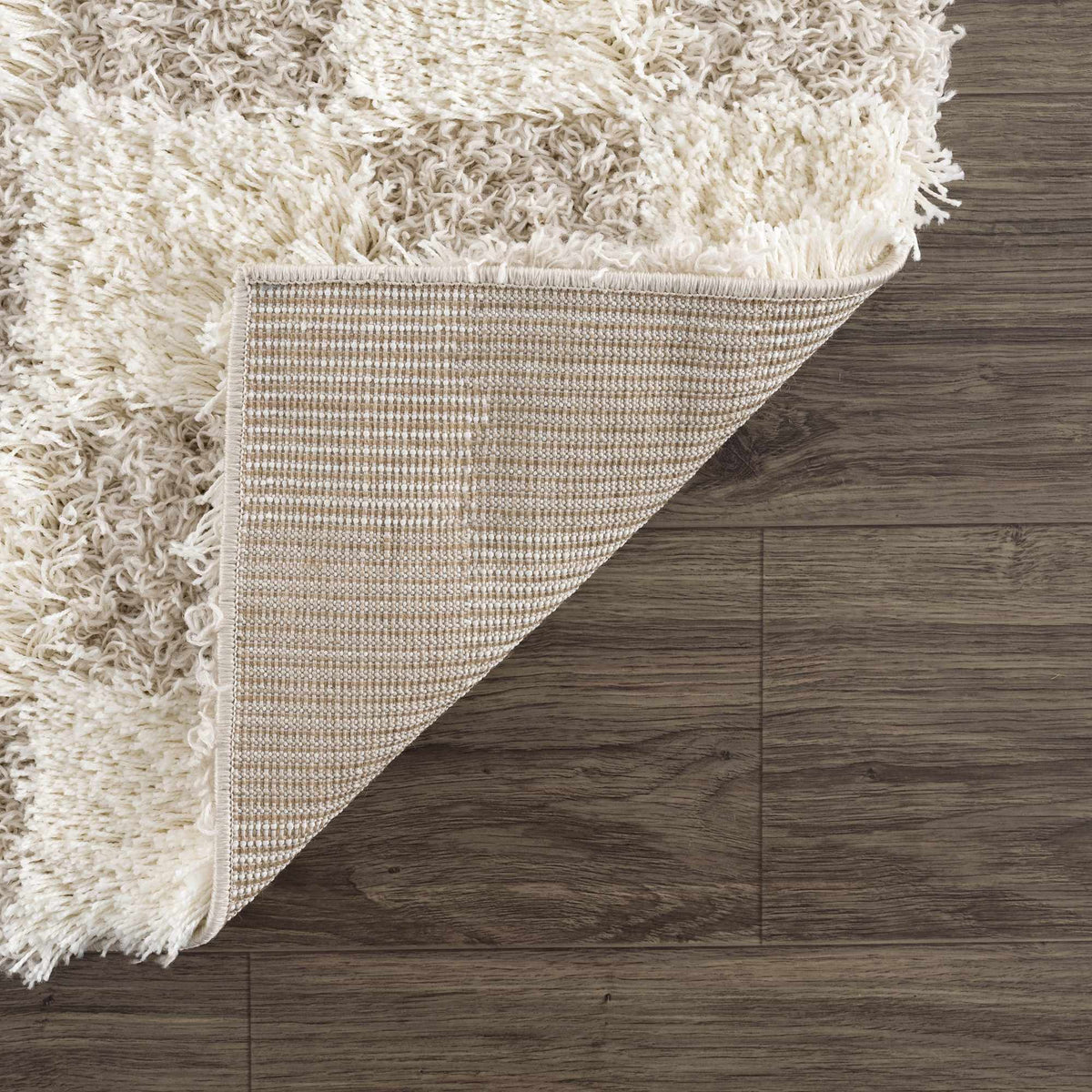 Atira Checkered Area Rug – Cream & Light Brown