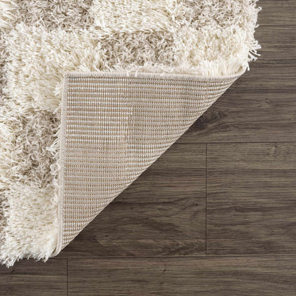 Atira Checkered Area Rug – Cream & Light Brown