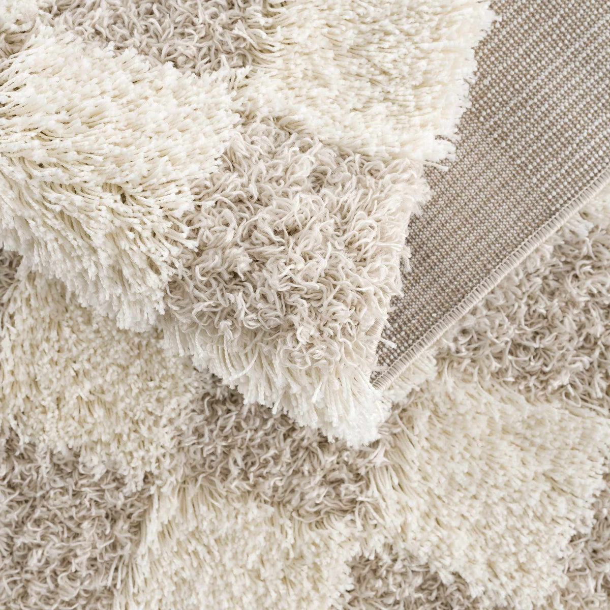 Atira Checkered Area Rug – Cream & Light Brown
