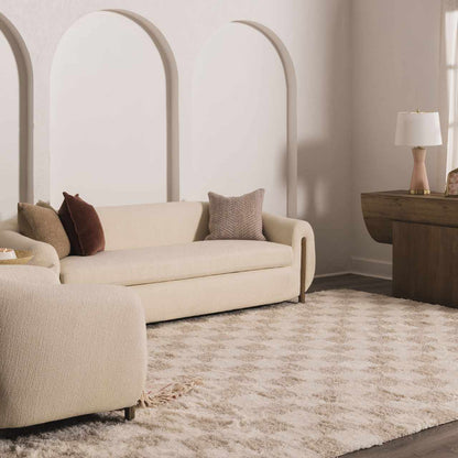 Atira Checkered Area Rug – Cream & Light Brown