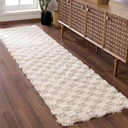 Atira Checkered Area Rug – Cream & Light Brown