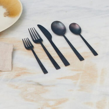 Hammered Black Flatware Set