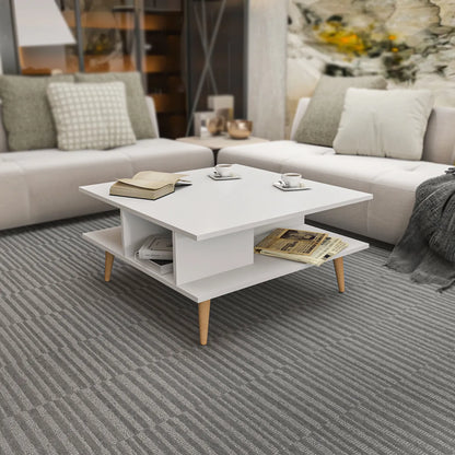 Akya 35 inch Wide Square Coffee Table with Open Shelf Storage