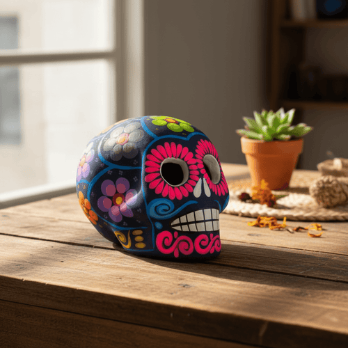 Alebrije Sugar Skull Figurine | Floral Mexican Folk Art