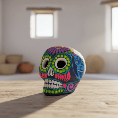 Alebrije Sugar Skull Figurine | Floral Mexican Folk Art