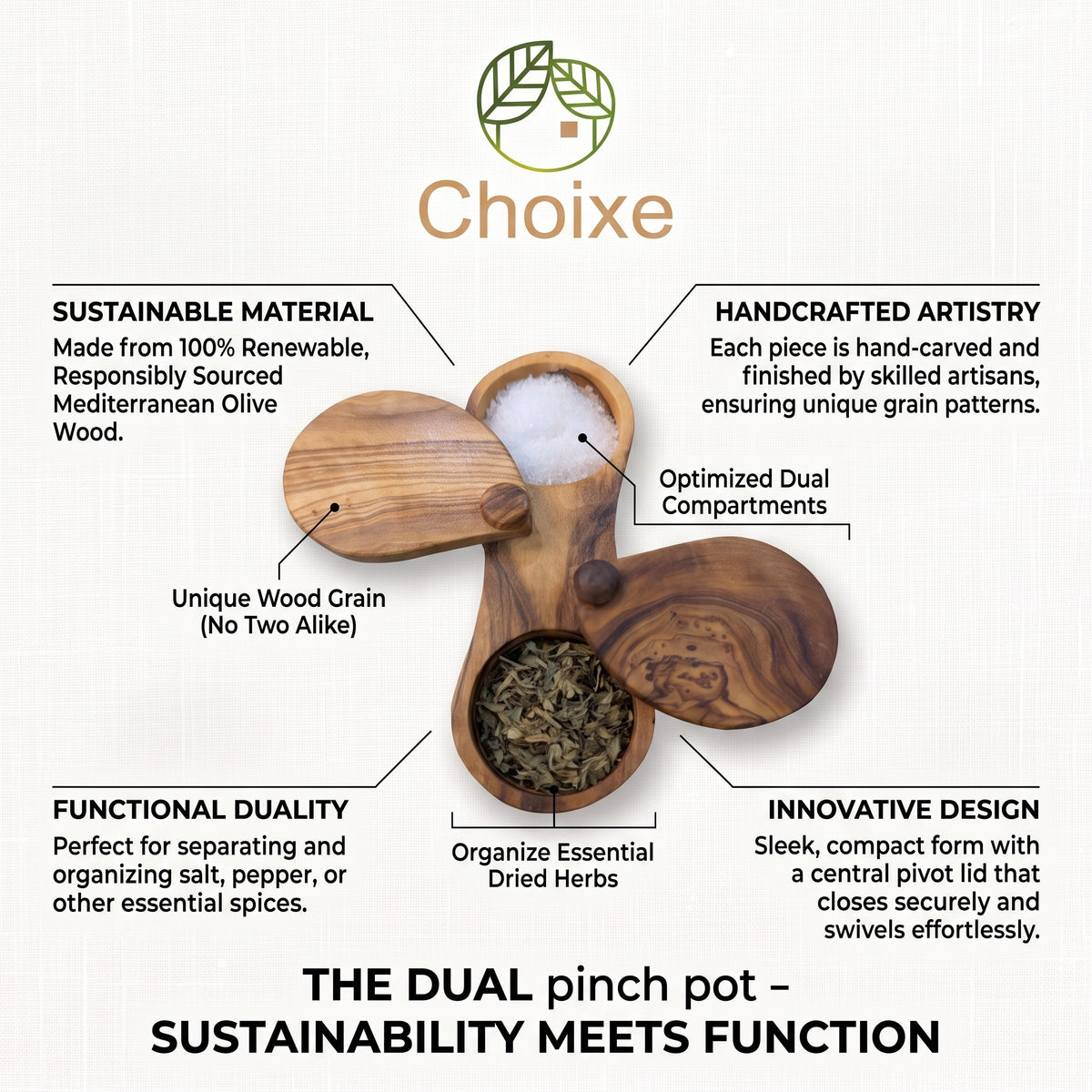 Olive Wood Spice Box | Artisan Kitchen & Home Accent