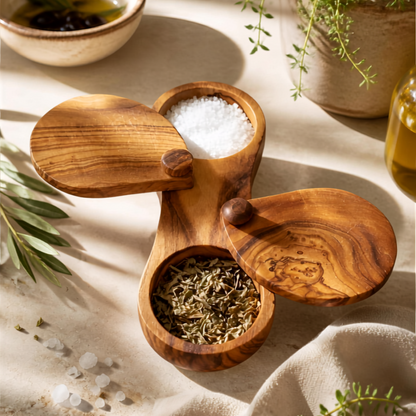 Olive Wood Spice Box | Artisan Kitchen & Home Accent