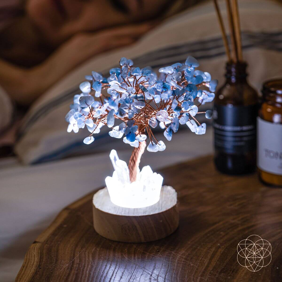 Guardian Angel Crystal Lamp – Aquamarine & Clear Quartz