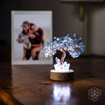 Guardian Angel Crystal Lamp – Aquamarine & Clear Quartz