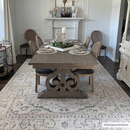 Hiti Cream Flat Pile Washable Rug