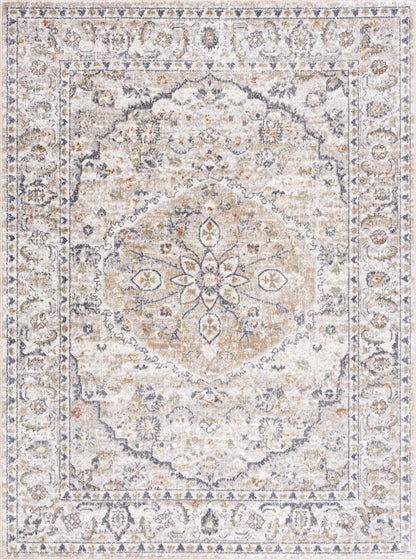 Hiti Cream Flat Pile Washable Rug