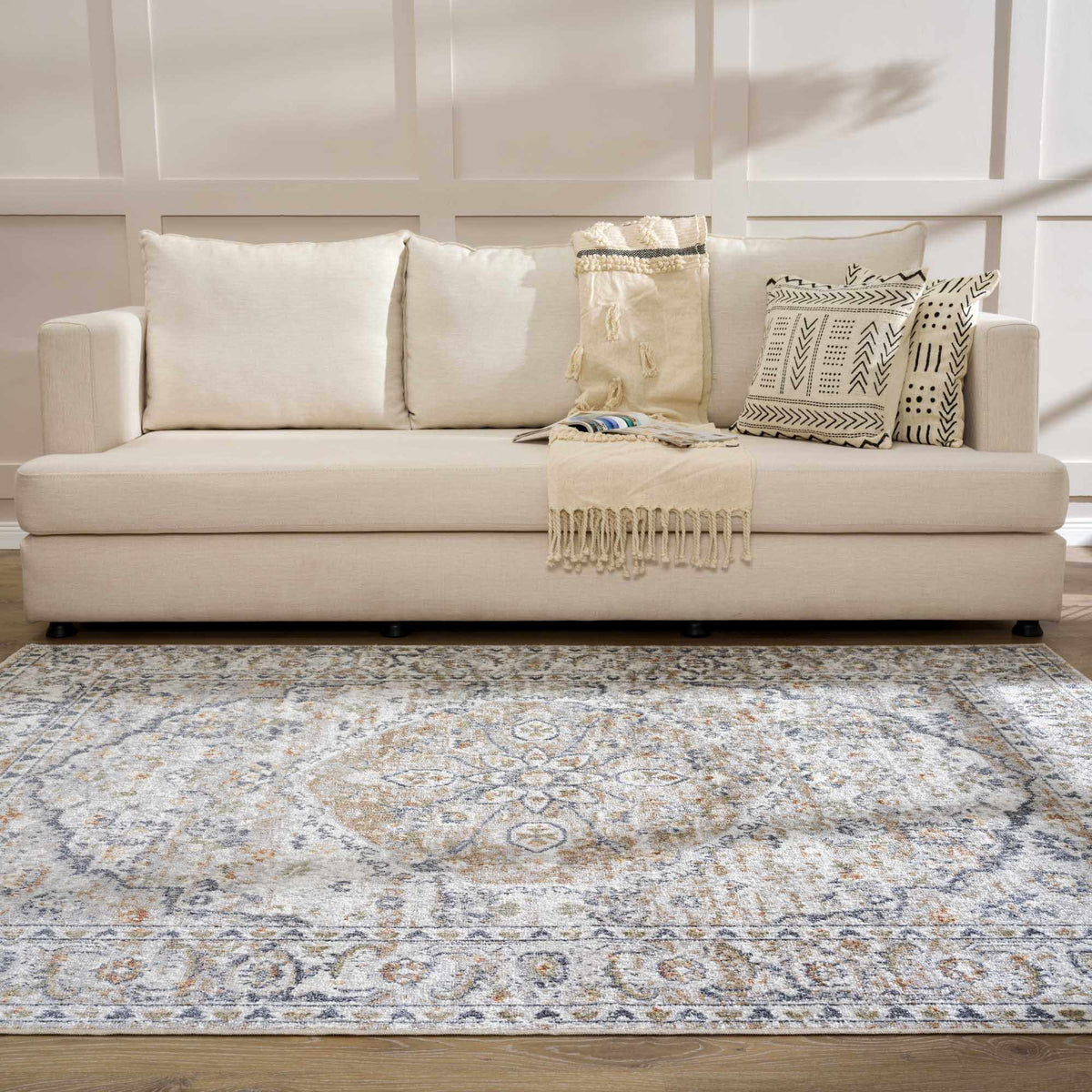 Hiti Cream Flat Pile Washable Rug