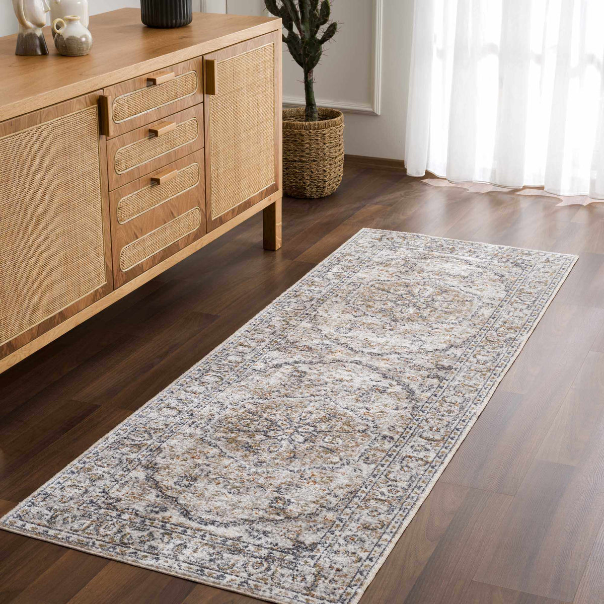Hiti Cream Flat Pile Washable Rug