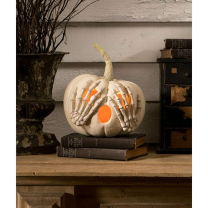 Peek-a-Boo Pumpkin White Halloween Decor by Bethany Lowe Designs